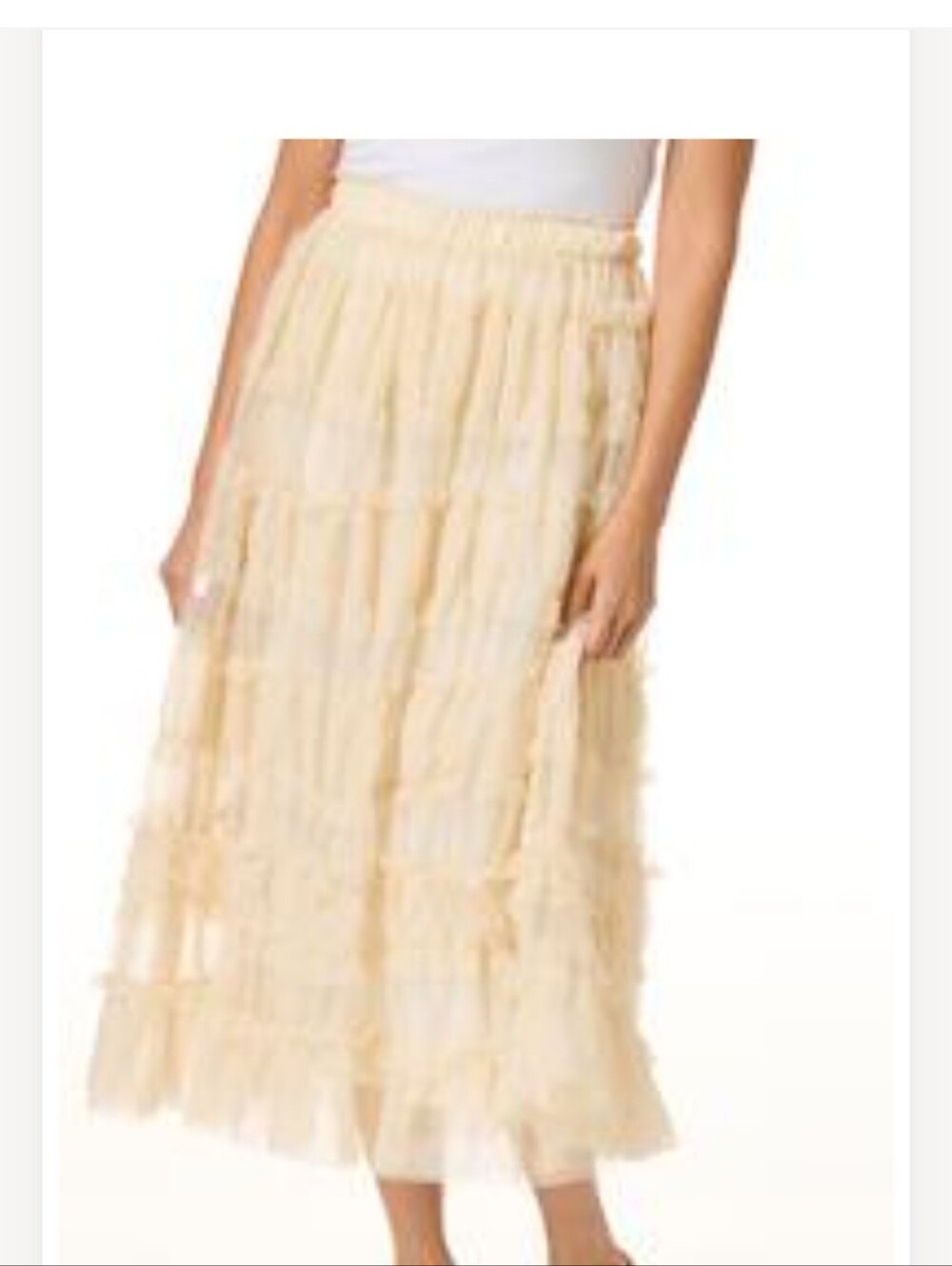 Long Cream Layers Of Ruffles Skirt